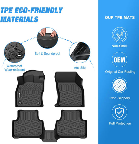 TPE Floor Mats for Volkswagen VW Jetta 2019 2020 2021 2022 2023 2024 2025 2026 All Weather Custom Fit Heavy Duty Floor Liners