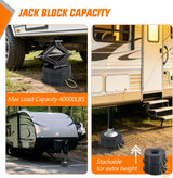 Trailer Jack Block RV Camper Stabilizer Leveling Blocks 10000lb 2PC | Heavy Duty RV Leveling Block for Travel Trailer with Bag, Universal Fit for Tongue Jack Post Foot 5th Wheels, Black