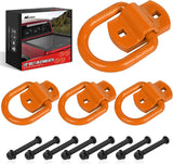 4 PCS D Ring Tie Down Anchor 1/2 Inch Heavy Duty Rings with Screws Bolts on Trailer Truck Bed Cargo 12000 Lbs Break Strength Hook Orange