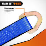 2 Inch x 38 Inch Axle Tie Down Straps with D-Rings & Protective Sleeves | 11,127 LBS Break Strength for Car Haulers Engine Hoists Trucks Trailers and UTVs 4 Pack Blue