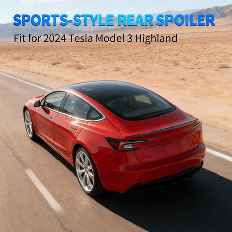 Spoiler Fit for Tesla Model 3 Highland 2024 Spoilers for Cars Rear Spoiler Wing Sporty Rear Trunk Lip Exterior Accessories No-Drill Installation ABS Carbon Fiber Pattern, Glossy Black