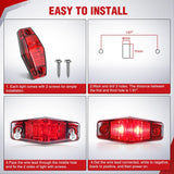 2.5 Inch Oval Side Marker Clearance Light 2 LED 8 Pack Red 80LM High Lumen Waterproof Surface Mount 12V Direct Wire for Truck Trailer Boat RV Semi