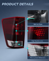 Taillight Assembly Compatible with 2004 2005 2006 2007 2008 2009 2010 2011 2012 2013 2014 2015 Nissan Titan Tail Light OE Style Rear Lamp Replacement Driver Side Smoked Red Lens