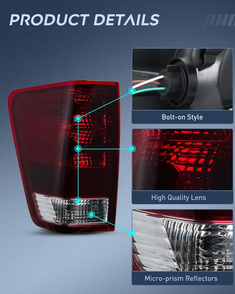 Taillight Assembly Compatible with 2004 2005 2006 2007 2008 2009 2010 2011 2012 2013 2014 2015 Nissan Titan Tail Light OE Style Rear Lamp Replacement Driver Side Smoked Red Lens