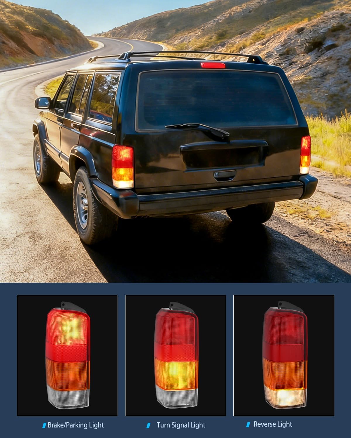 Taillight Assembly Compatible with 1997 1998 1999 2000 2001 Jeep Cherokee Limited SE Sport XJ XJ Chassis Rear Tail Light Lamp Replacement OE Style Drive and Passenger Side