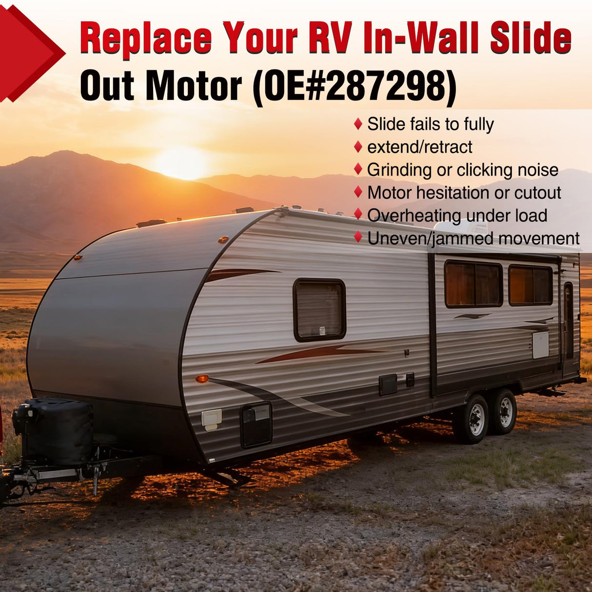 287298 RV in-Wall Slide-Out Motor for Lippert Schwintek 500:1 | Compatible with Lippert LCI Schwintek in Wall Slide System 500:1 High Torque Gear Ratio Motorhome for Travel Trailer Camper