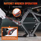 Scissor Jack for Car 1.5 Ton(3307 lbs), Heavy Duty Steel Scissor Lift Jack Car Kit with Ratchet Wrench for Sedan SUV MPV Tire Changing, 3.9 Inch-13.6 Inch Lifting Range Portable Small Jack Black