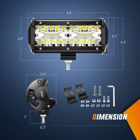 LED Pods 6PCS 6.5 Inch 120W Light Bar Triple Rows Spot Flood Combo Driving Light Waterproof Led Work Light Off-Road Truck Car ATV SUV Cabin Boat