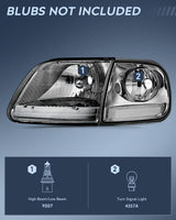 Headlight Assembly Compatible with 1997 1998 1999 2000 2001 2002 2003 Ford F-150 Expedition Chrome Housing Smoked Lens
