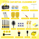 Automotive Tools 37PCS Car Detailing Kit Auto Cleaning Tools Wash Set with Storage Carry Bag Home Use for Interior Exterior Deep Clean Car Care Windshield Dashboard Seat Air Vents Wheels Tires, Yellow