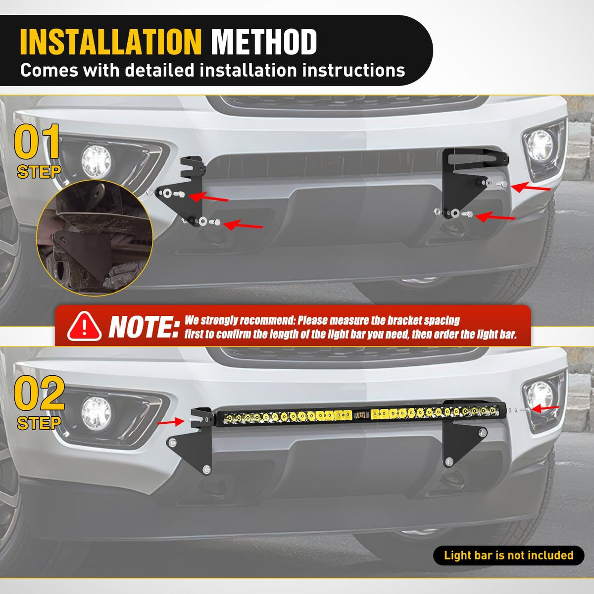 Lower Hidden Bumper Mounting Brackets for Colorado Canyon 4WD/2WD | Fit 2015-2022 Chevy Colorado 4WD/2WD 2015-2022 GMC Canyon 4WD/2WD,Designed for 30 Inch Single Row LED Light Bar