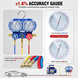AC Vacuum Pump and Gauge Set, 3.5 CFM 1/4 HP 110V Single Stage HVAC Vacuum Pumps & Manifold Gauge Set Kit for R22 R404a R134a R410a, for Auto Air Conditioning Servicing Refrigerant Recharging