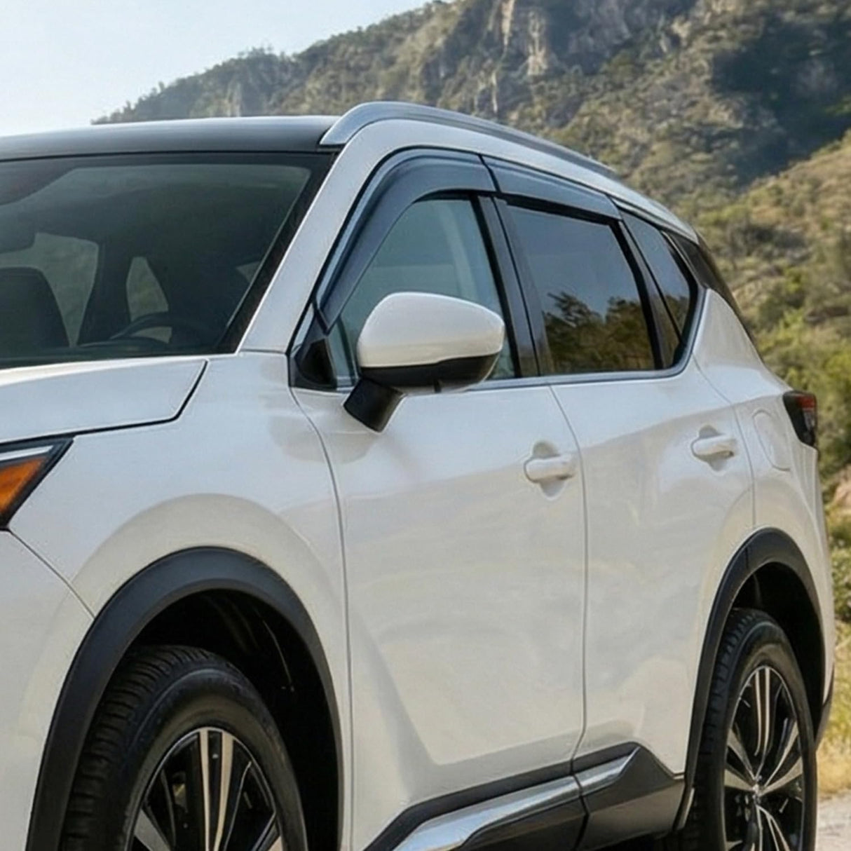 Window Visors for Nissan Rogue 2021 2022 2023 2024 2025 2026 | Tape-On Rain Guards Outside Mount Vent Visors Window Deflectors Smoke Tint, Not for Rogue Sport/Select-4PCS