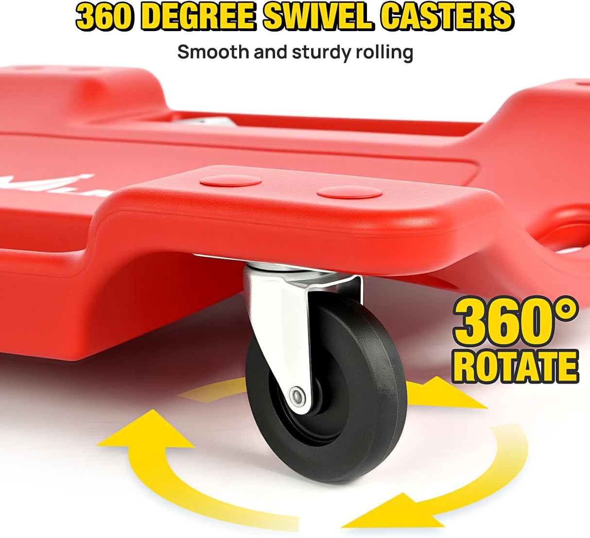 40 Inch Mechanic Plastic Creeper - 40 Inches Heavy Duty Shop Creeper with Padded Headrest and 6 Casters, 350 lbs Capacity, Red