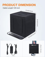 Light Boxes Photo Light Box, 24x24x24 inch Portable Lighting Tent Kit Brightness Adjustable Studio Photography Booth with 126 Large LED Lights CRI95+ with 4 Background for Large Items Shooting