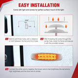 6.3 Inch Amber Rectangle Side Marker Light, White Lens, High Low Strobe | 12 LED IP67 Waterproof Chrome Bezel 12V Surface Mount Marker & Clearance Light Fits Pickup Trucks Trailers RVs Boats,20 Pack