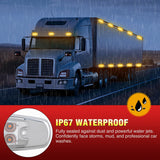 6.3 Inch Amber Rectangle Side Marker Light, White Lens, High Low Strobe | 12 LED IP67 Waterproof Chrome Bezel 12V Surface Mount Marker & Clearance Light Fits Pickup Trucks Trailers RVs Boats,10 Pack