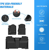 Floor Mats for Chevy Silverado GMC Sierra 1500 Crew Cab 2014-2018, Chevrolet Silverado Sierra 2500HD 3500HD 2015 2016 2017 2018 2019 All Weather Custom Fit Heavy Duty Floor Liners