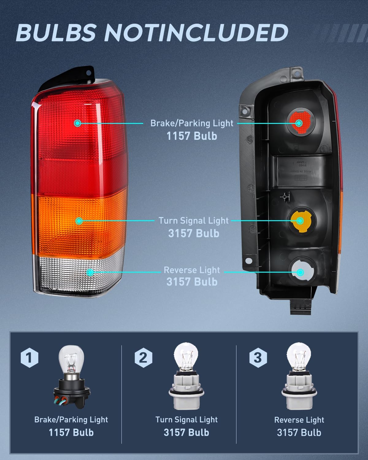 Taillight Assembly Compatible with 1997 1998 1999 2000 2001 Jeep Cherokee Limited SE Sport XJ XJ Chassis Rear Tail Light Lamp Replacement OE Style Drive and Passenger Side