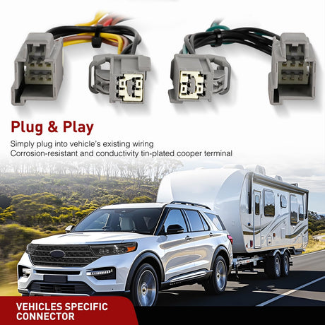 4 Pin Trailer Wiring Harness Kit 56093 Vehicle Standard 4 Way Connector Custom with 2020 2021 2022 2023 2024 Ford Explorer 2011 2012 2013 2014 15 16 17 18 2019 Taurus 13-16 Lincoln MKS