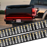 Truck Tailgate Light Strip 60 Inch Quad Row 648 LED Strip with Red Running Brake Lights White Reverse Lamp Amber Turn Signals