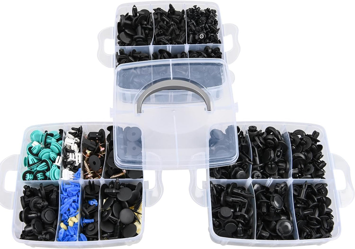 900Pcs Car Push Retainer Clips Auto Fasteners Kit Included 24 Sizes Nylon Bumper Fender Rivets Door Trim Panel Clips with 5 Fasteners Remover 10 Cable Ties for Toyota GM Ford Honda Chevy
