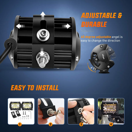 Led Pods 4Inch 60W Flood Spot Combo Off Road Driving Fog Light Bar Work Lighting for Truck Tractor Pickup Boat SUV ATV UTV 4WD Car 4x4 Van Camper Motorcycle Dirt Bike Golf Cart 12V 24V