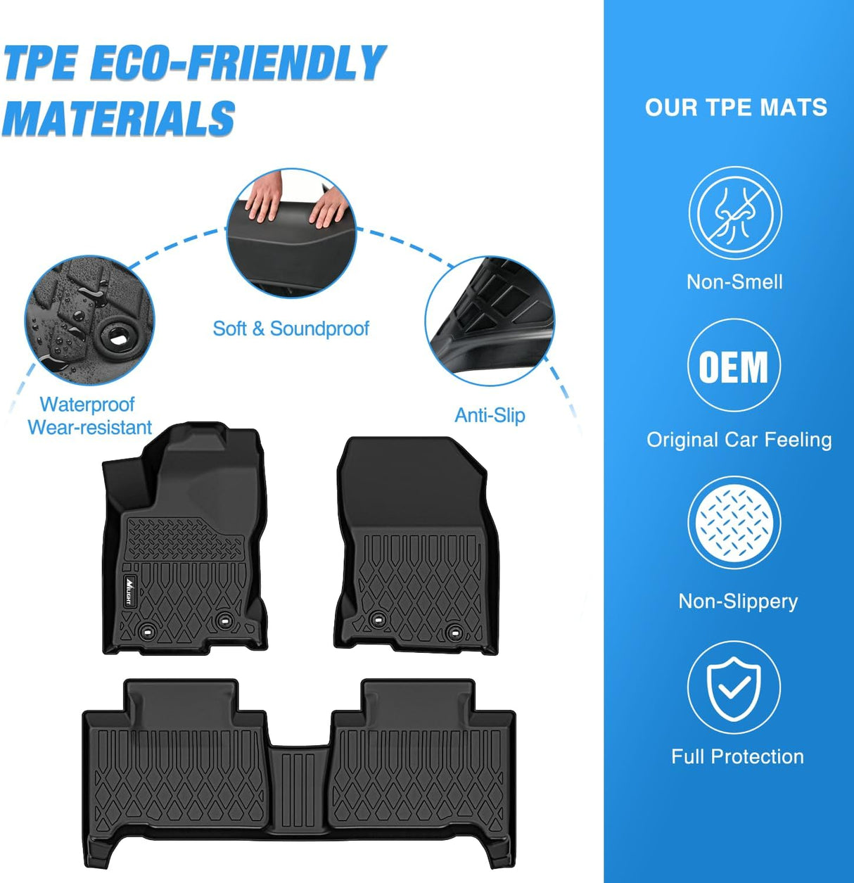 TPE Floor Mats for Lexus NX NX200t NX300 NX300h 2015 2016 2017 2018 2019 2020 2021, All Weather Custom Fit Heavy Duty Floor Liners