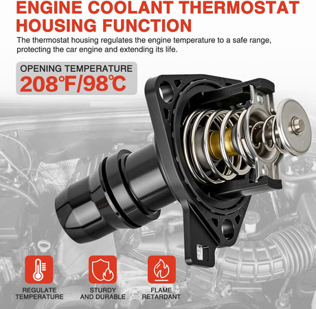 Thermostat Housing Assembly Compatible with Honda Accord 2003-2007 Element 2003-2011 Engine 2.4L L4 Coolant Thermostat Housing for Car 19301-RAA-A02 19301RAAA02 19301-RAA-A01 19301-R40-A01