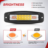 Flush Mount LED Light Pods 2PCS 6 Inch 60W Amber White 3 Lighting Modes Fog Lights Spot Flood Beam with Dual Control 18AWG Wiring Harness for Truck Pickup Golf Cart UTV ATV SUV Boat 4x4 Car