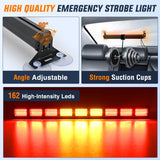 162 LED Traffic Advisor Strobe Light Bar 2-in-1 Amber Red Emergency Warning Hazard Lights with Controller 4 Switchable Color 36 Flash Pattern for Trucks Cars Tow Plow Construction Vehicles