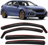 in-Channel Window Deflectors for Honda Civic Hatchback 2016 2017 2018 2019 2020 2021, Inside Mount Rain Guards, Low Profile Wind Deflectors for Cars, Smoke Tinted, 4PCS