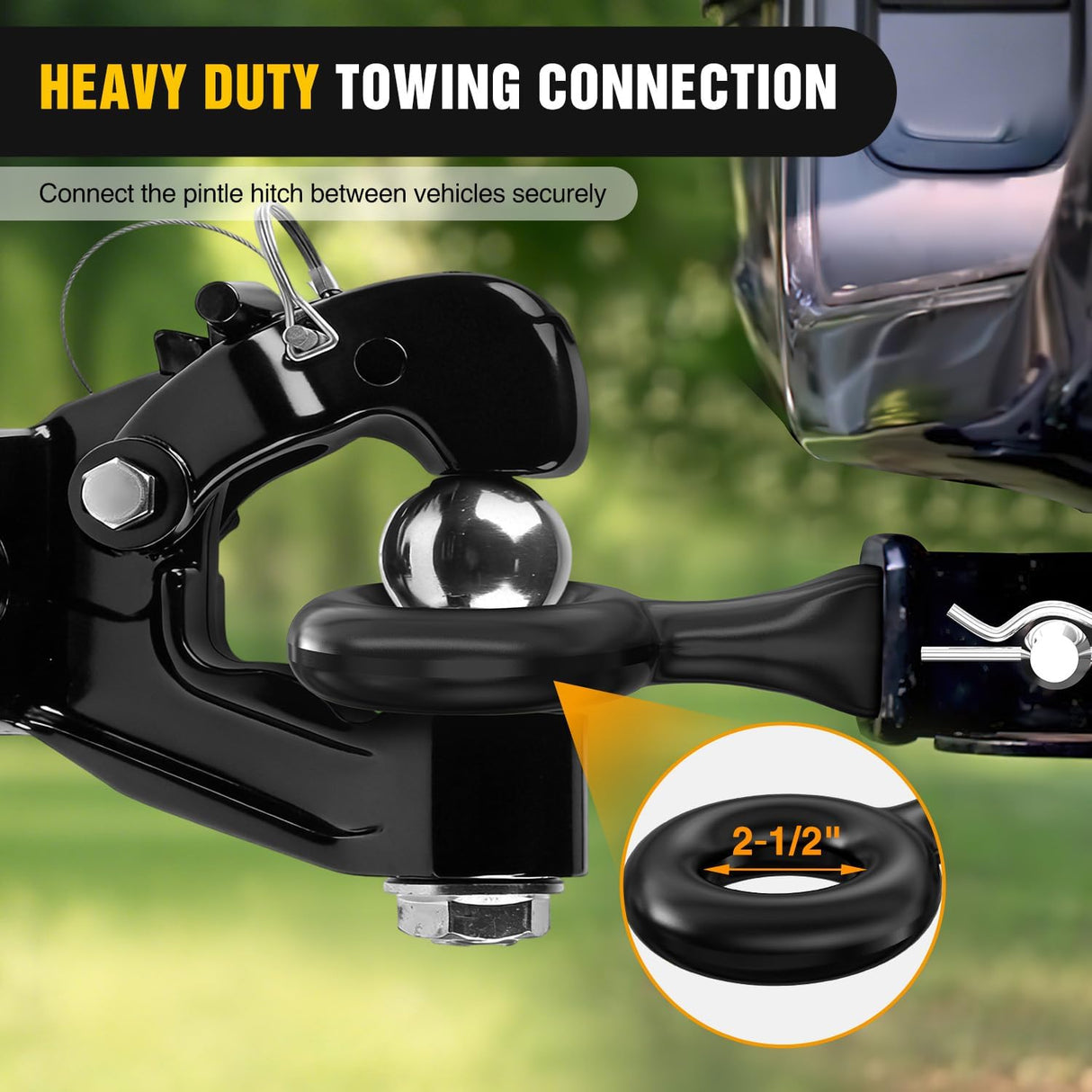 Heavy Duty Forged Receiver Mount Tow Eye 12,000 lb Towing Capacity | Fits 2 Inch Receivers Black Powdercoat Trailers and Towing Accessories