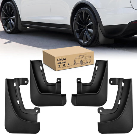 Mud Flaps for Tesla Model X 2022 2023 2024 2025, No Drilling Precision Fit Exterior Accessories Heavy-Duty Splash Guards Protection, Front & Rear Set