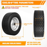 13x5.00-6 Solid Lawn Mower Tires, 13 Inch Flat-Free Polyurethane Tire with 3/4 Inch Axle Bore & 3 Inch Hub Length, Airless Replacement Wheels for Riding Lawn Mowers, 2 Pack