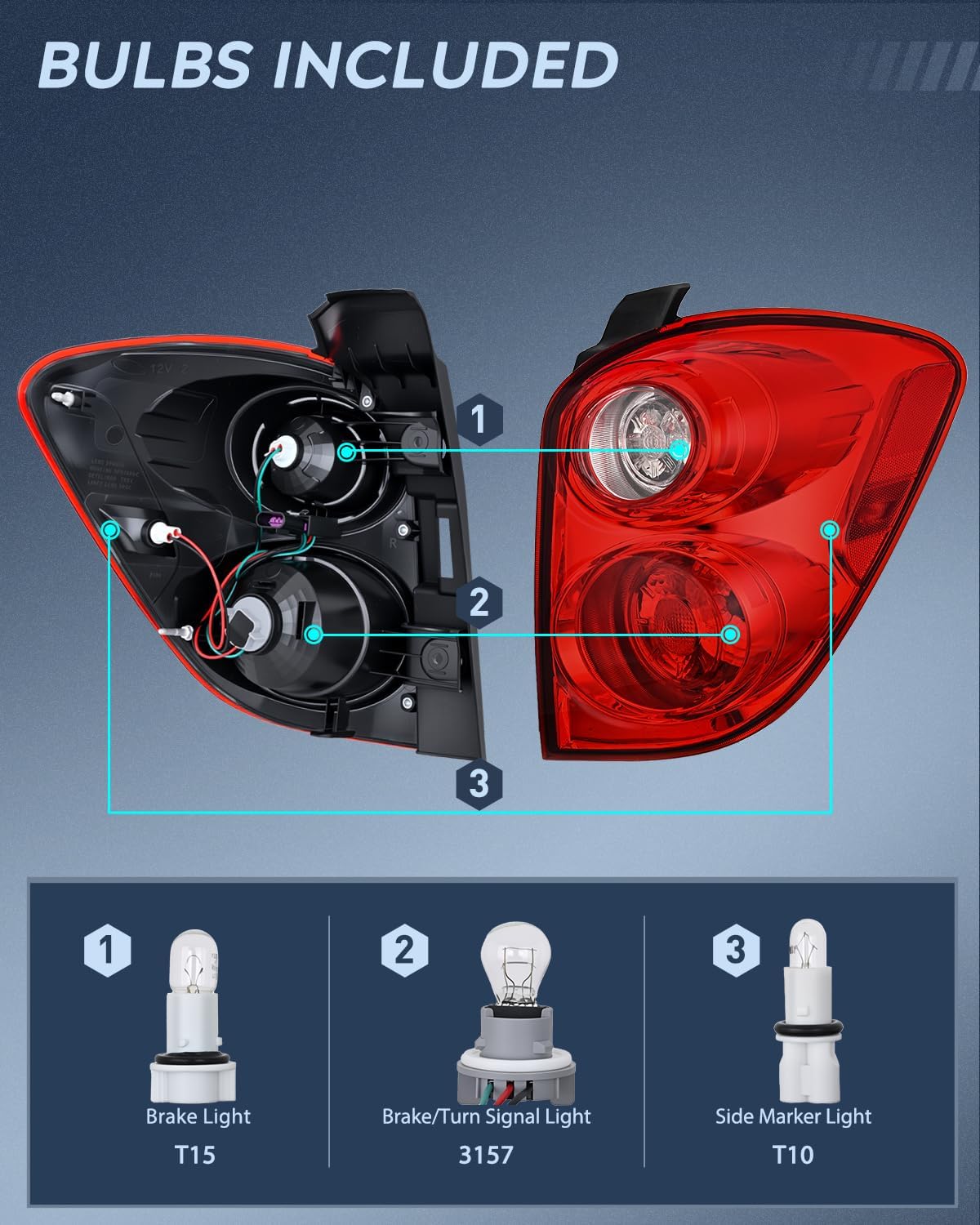 Taillight Assembly for 2010 2011 2012 2013 2014 2015 Chevy Equinox | Tail Light OE Style Rear Lamp Replacement Passenger Side