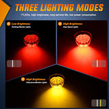 Watermelon Light 17 LED Dual Color 2PCS Stainless Steel Bezel Red to Amber Side Marker Clearance Turn Signal Lights 4 Plug IP68 Waterproof for Trailer Truck Pickup Camper RV ATV UTV Boat