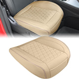 Car Seat Cushion Cover Beige Leather Front Seats Waterproof Anti-Slip with Storage Bag Wraps Bottom Fits Cars Sedan Van SUV Truck