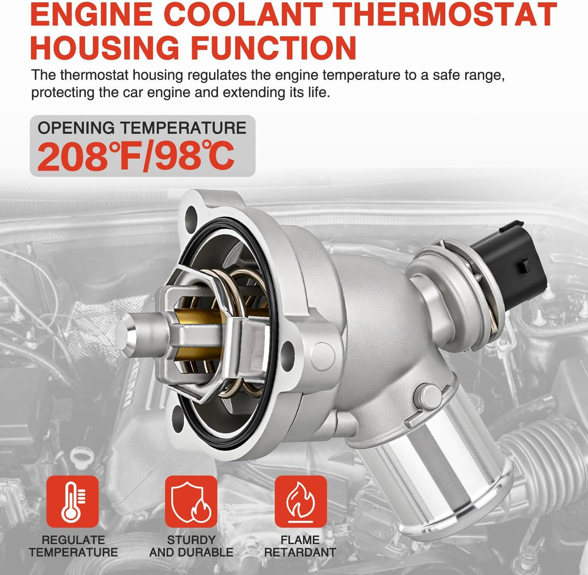 Aluminium Thermostat Housing Assembly Compatible with Chevrolet Chevy Spark 1.2L 2013 2014 2015 Engine Coolant Thermostat Housing for Car 96988257 25192923 902-753 131-189 9698-8257 2519-2923