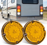 Tail Lights 2PCS 7Inch Round 47LED Amber Reflex Lens | IP67 Waterproof Marker Clearance Turn Signal Running Taillights for Trailer Truck Pickup Camper RV Bus