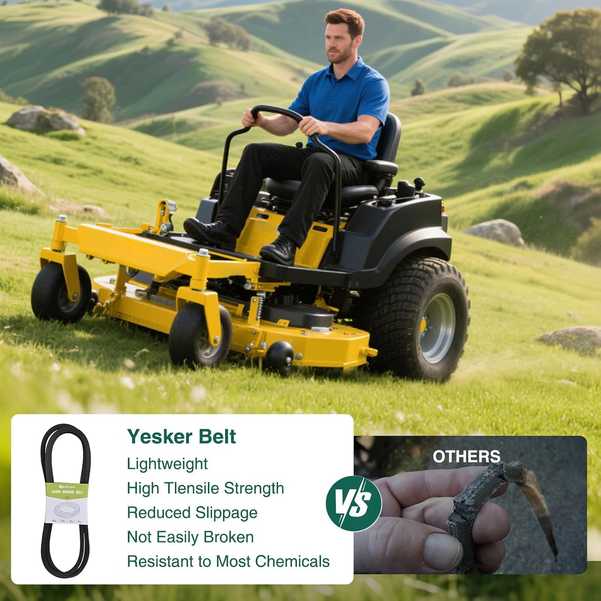 604817 Deck Drive Belt 5/8 Inch x 143-3/4 Inch Lawn Mower Drive Belts for Hustler Raptor SDX SD EX 54 Inch Deck RD FasTrak 941757 Zero-Turn Riding Lawn Mowers Durable Aramid Cord # 932558 934604 791335