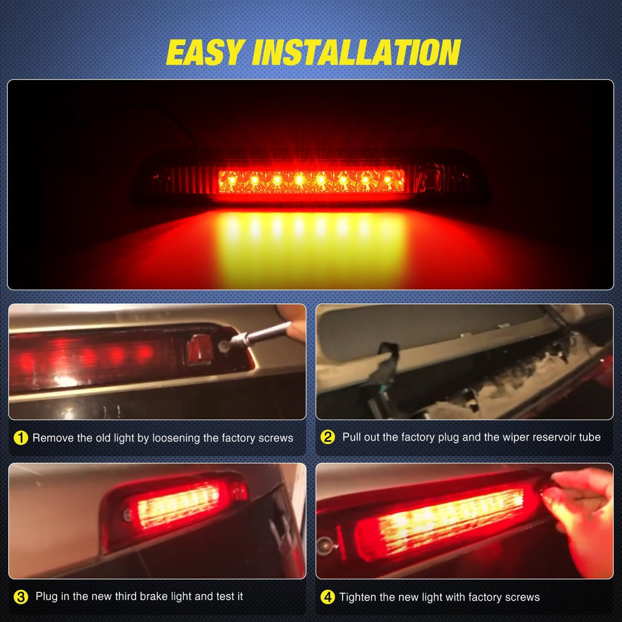 Third Brake Light Tail High Mount 3rd Stop Lights Smoked Lens Compatible with Jeep Patriot 2007 2008 2009 2010 2011 2012 2013 2014 2015 2016 2017 Van SUV Rear Center Cab Lamp