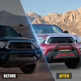 Bull Bar with Light Bar&License Plate Hole Compatible with Toyota Tacoma 2005-2015 Truck Brush Guard, Front Bumper Push Bar w/Grille Skid Plate Light Mount