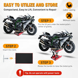 Motorcycle Lift Jack 1100 LBS Scissor Jack Stand Lift from 3.4 Inch to 14.2 Inch with Wide Deck Crank Handle Steel Scissor Hoist Garage Repair Lifter Table Jacks for Motorcycles ATV Dirt Bike, Red