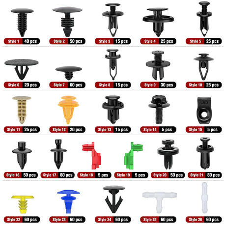 860Pcs Car Push Retainer Clips & Auto Fasteners Assortment -26 Most Popular Sizes Nylon Bumper Fender Rivets with 10 Cable Ties and Fasteners Remover for Toyota GM Ford Honda Chevy