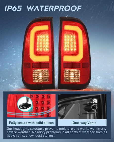 Taillight Assembly Compatible with 2008 2009 2010 2011 2012 2013 2014 2015 2016 Ford F250 F350 F450 Super Duty Incandescent Type Upgrade LED Tube Tail Lights Rear Brake Lamps