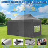 10x20 Pop Up Canopy Tent with Sidewalls Instant Outdoor Canopy, Waterproof & UV Protection, Easy Setup Adjustable Height Heavy Duty Shelter Gazebo Tent for Patio Backyard Party Events, Gray