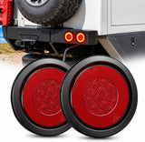 Trailer Tail Lights 2PCS 4Inch Round 32LED Red Halo Ring | Grommet Mount IP67 Waterproof Marker Clearance Stop Brake Turn Running Taillights for Trailer Truck Pickup Camper RV