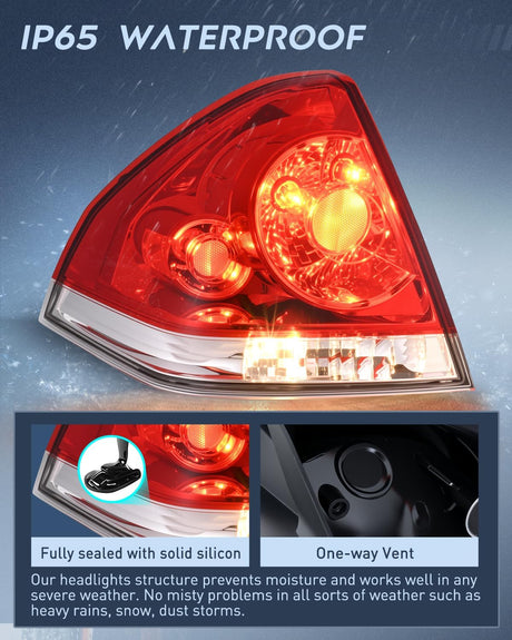 Taillight Assembly Compatible with 2006 2007 2008 2009 2010 2011 2012 2013 Chevy Impala 2014 2015 2016 Chevrolet Impala Limited Rear Tail Light Drive Side and Passenger Side