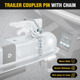 Straight Trailer Coupler with Security Latch&Chain for 2-Inch Hitch Ball, 2-1/2 Inch Channel,3500 LBS,Heavy Duty Trailler Tongue Coupler for Station Wagon, Truck, Bolted & Welded Installation
